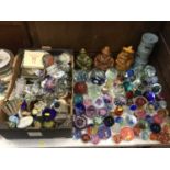 Very large quantity of art glass paperweights, other paperweights and some ceramics