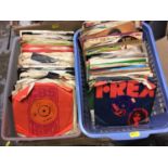 Records - Two boxes of singles including Beatles, Sweet, T-Rex and a box of CDs