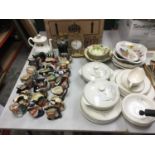 Collection 23 Royal Doulton character jugs, Doulton flask and dessert set and lot decorative china