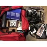 Group vintage cameras and accessories