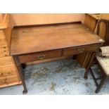 Georgian-style mahogany side table with two drawers on taper legs on pad feet