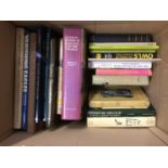 A box of books relating to falconry