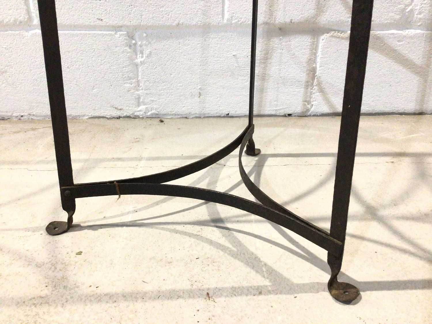 Wrought iron eight tier pot stand of triangular form - Image 4 of 4