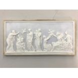 Two Royal Copenhagen white porcelain plaques depicting interesting classical scenes