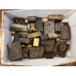 Approx 45 wooden printers blocks