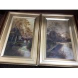 Pair of Edwardian gilt framed oils, riverscapes