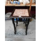 19th century Chinese carved hardwood occasional table with inset marble top and pair oak occasional