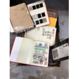 Box of stamp albums and FDC's