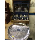 Good quality 1950's Mappin & Webb silver plated canteen of cutlery together with a silver plated sal
