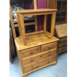 Pine chest four drawers and pine side table (2)