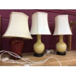 Pair of Chinese style table lamps and one other (3)
