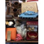 Sundry items including Dunhill lighter, coins, watches, stamp album etc