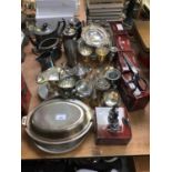 collection of silver plated items and metalwork