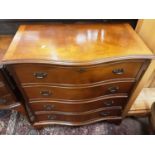 Georgian style mahogany serpentine fronted chest of four drawers on bracket feet, 78cm wide, 43cm de