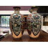 Pair of Japanese cloisonne vases, 28cm high