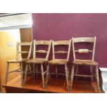 Six Victorian Suffolk chairs together with a Victorian carved oak hall table (7)