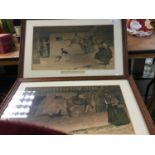 Cecil Aldin - two Edwardian prints in glazed frames and another pair prints and a map (5)