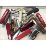 Collection of various penknives