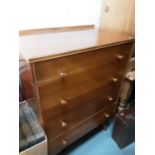 Teak of four drawers on square tapered legs