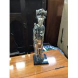 Chinese model of an immortal, white metal plated over resin, 29cm high