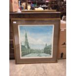 Signed limited edition print of a European town square by A Lloyd Thomas