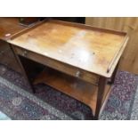 Victorian mahogany hall table with ledge back, single drawer on square taper legs with shaped undert
