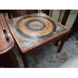 Mid 20th century tiled top coffee table, 65cm square, 51cm high