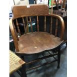 Two Edwardian bedroom chairs and a captains chair