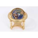 Modern hardstone inlaid globe on stand