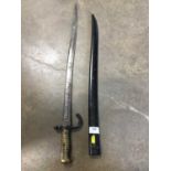 French 1866 pattern chassepot bayonet in scabbard dated 1872