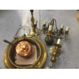 Old eastern brass brazier and other metalware