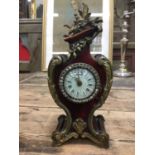 Late 19th century French tortoiseshell shell veneered timepiece with cast gilt brass mounts and past