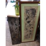 Interesting woodblock print of aquatic animals together with the original wood block, along with a q