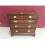 George III mahogany secretaire chest of four long drawers on bracket feet