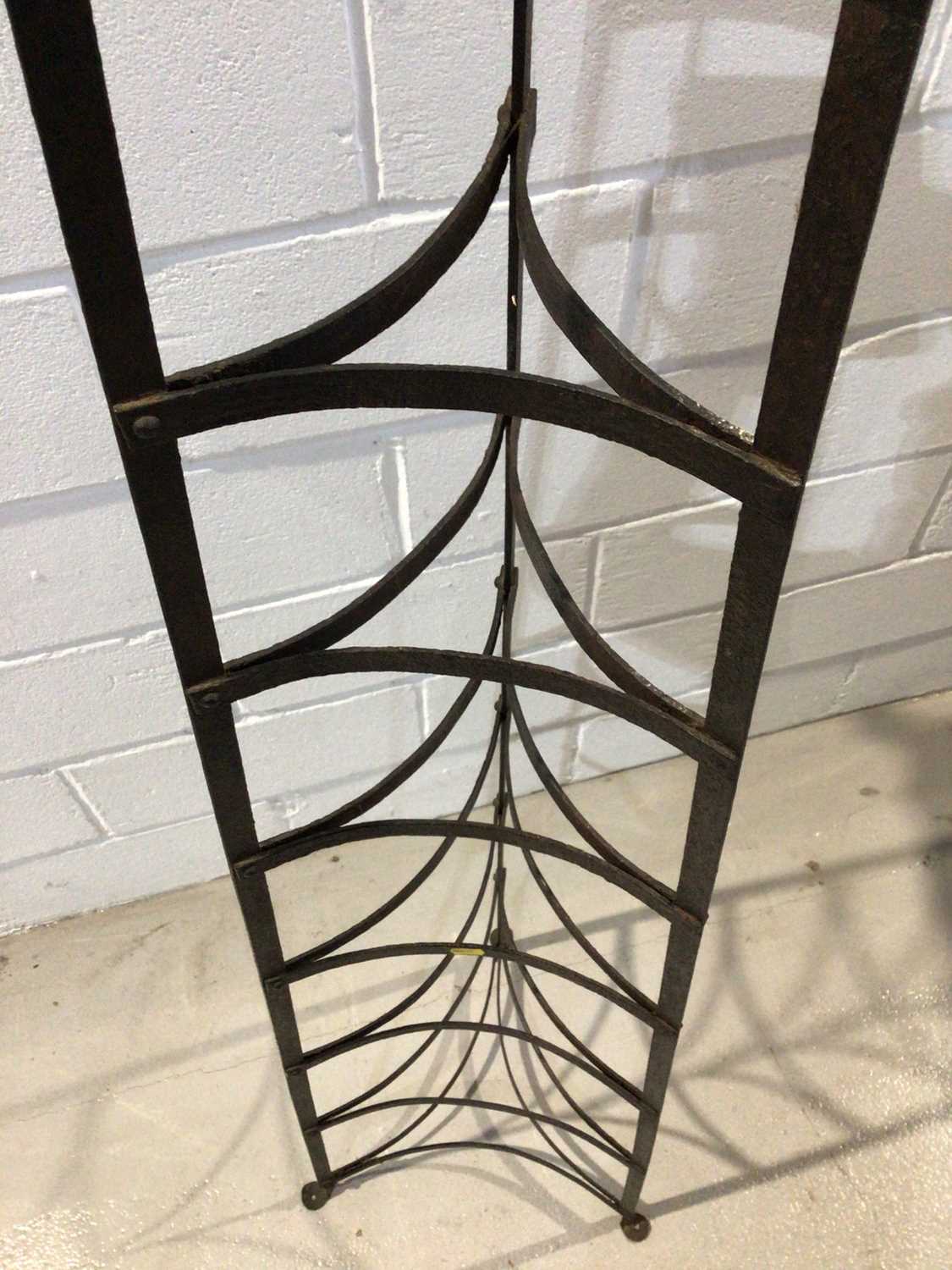 Wrought iron eight tier pot stand of triangular form - Image 2 of 4