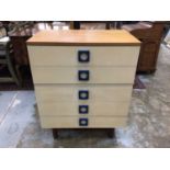 Teak and melamine chest of five drawers