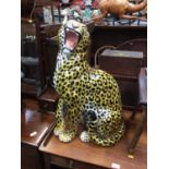 Large ceramic model of a leopard, 68cm tall