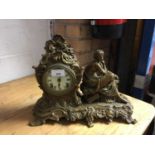 Victorian gilt metal mantle clock