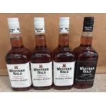 Three bottles of Western Gold Sour Mash Kentucky Bourbon whisky and another bottle of Western Gold 5