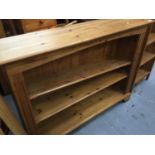 Pine open bookcase with three adjustable shelves on bracket feet 122 cm wide, 92 cm high