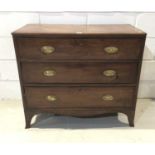 George III mahogany chest of three graduated drawers on splayed bracket feet