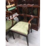 Georgian style mahogany carver with pierced splat back together with three matching chairs (4)