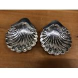 Pair of sterling silver scallop shell dishes, Sheffield 1898