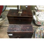 Georgian rosewood tea caddy together with a money box