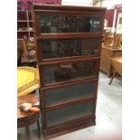 Early 20th century mahogany 5 section Globe - Wernicke bookcase with label to interior
