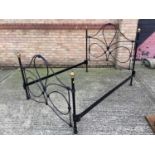 Victorian style brass and iron double bed with side irons