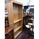 Light oak bookcase with adjustable shelves, 95cm wide, 30cm deep, 201cm high