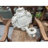 Pair of cream painted wall candle brackets