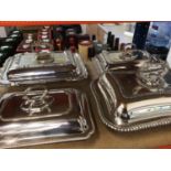 Four silver plate entree dishers - A pair by Hamilton & Inches of Edinburgh, a single on coopper and