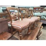 Set of six Victorian balloon back dining chairs together with an inlaid sewing table (7)